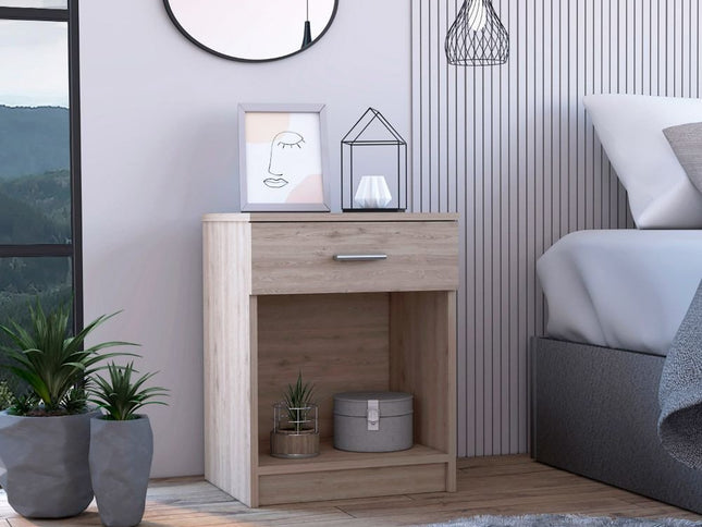22" Light Gray Wood One Drawer Nightstand