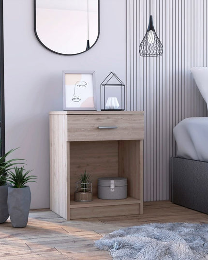 22" Light Gray Wood One Drawer Nightstand