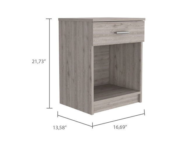 22" Light Gray Wood One Drawer Nightstand