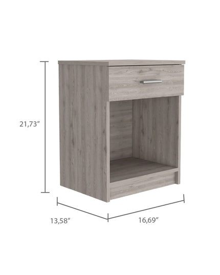 22" Light Gray Wood One Drawer Nightstand