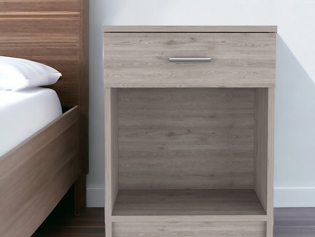 22" Light Gray Wood One Drawer Nightstand