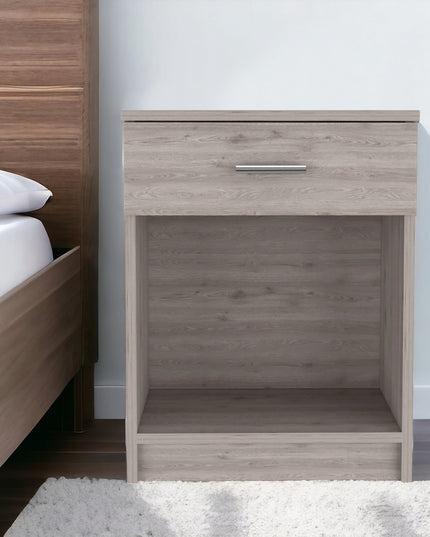 22" Light Gray Wood One Drawer Nightstand