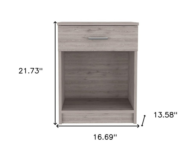 22" Light Gray Wood One Drawer Nightstand