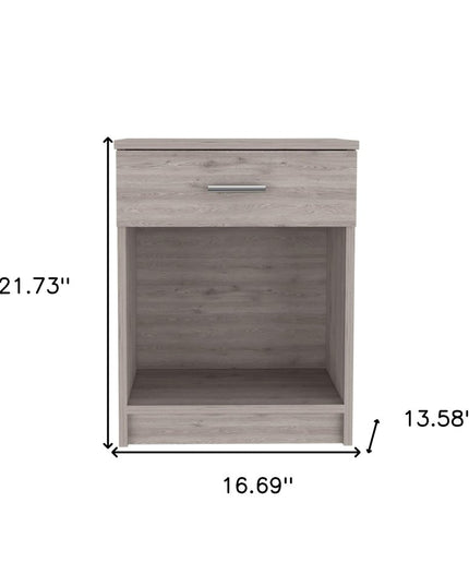22" Light Gray Wood One Drawer Nightstand
