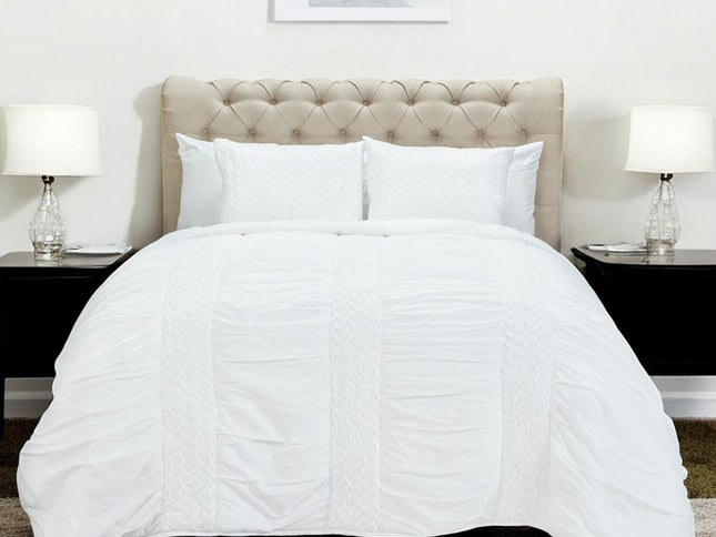 White Geometric King Quilt