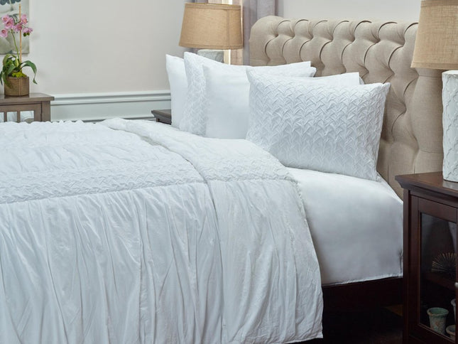 White Geometric King Quilt