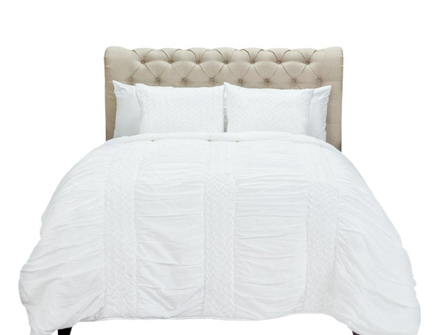 White Geometric King Quilt