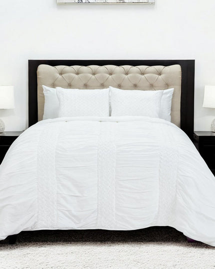 White Geometric Queen Quilt