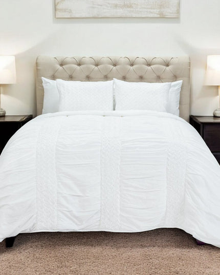 White Geometric Twin Quilt