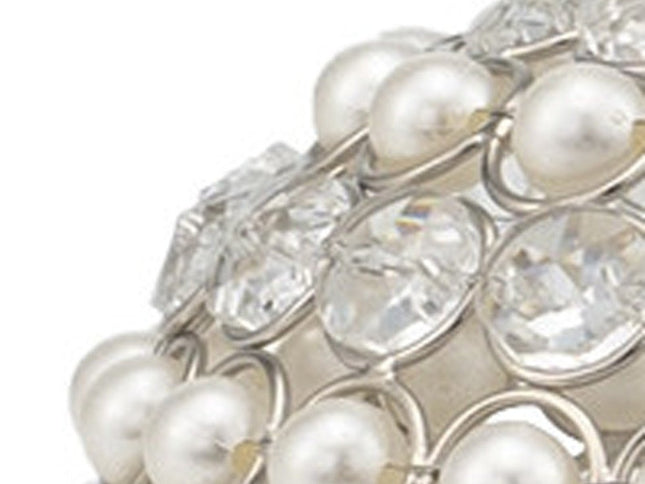 Set Of Two 5" Silver And Clear Faux Crystal Decorative Orb Sculptures