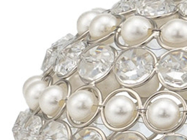 Set Of Two 5" Silver And Clear Faux Crystal Decorative Orb Sculptures