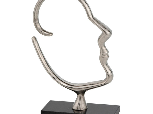 12" Black and Silver Marble and Aluminum Tabletop Sculpture