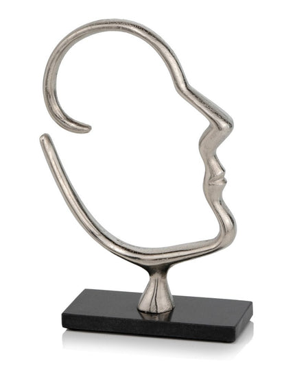 12" Black and Silver Marble and Aluminum Tabletop Sculpture