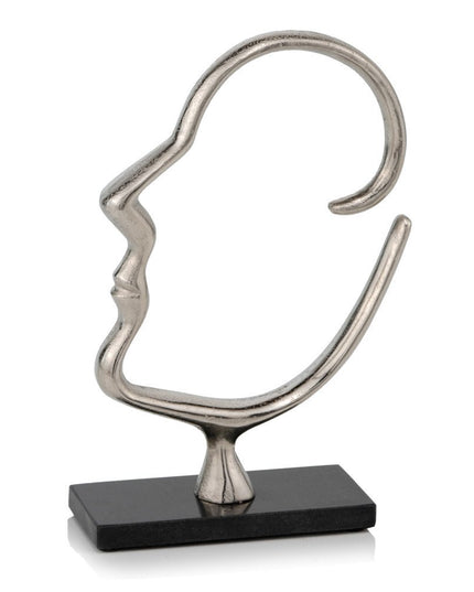 12" Black and Silver Marble and Aluminum Tabletop Sculpture