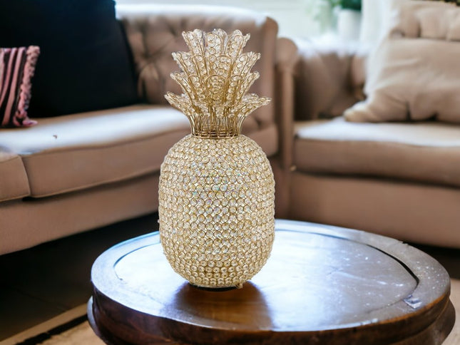 23" Glam Bling Faux Crystal and Gold Pineapple