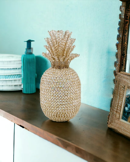 23" Glam Bling Faux Crystal and Gold Pineapple