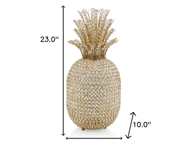 23" Glam Bling Faux Crystal and Gold Pineapple