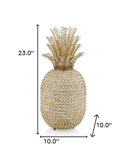 23" Glam Bling Faux Crystal and Gold Pineapple