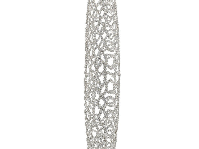 40" Silver Oval Crystal Glass Floor Vase With Faux Crystals