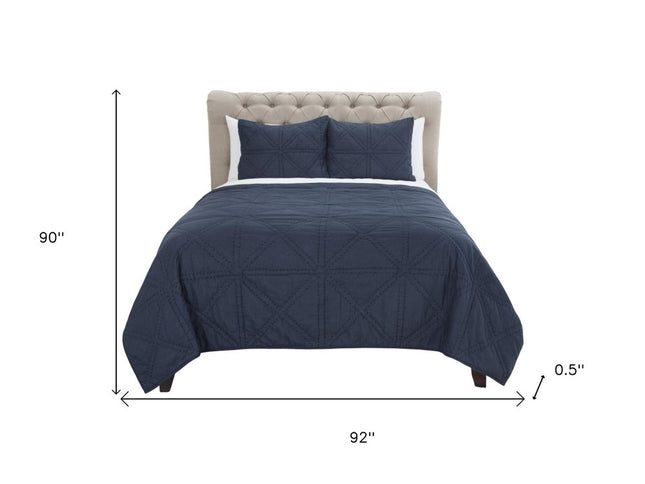 Indigo Geometric Queen Quilt