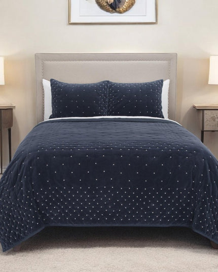 Indigo Polka Dots King Quilt