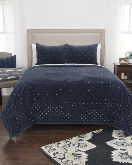 Indigo Polka Dots King Quilt