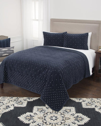 Indigo Polka Dots King Quilt