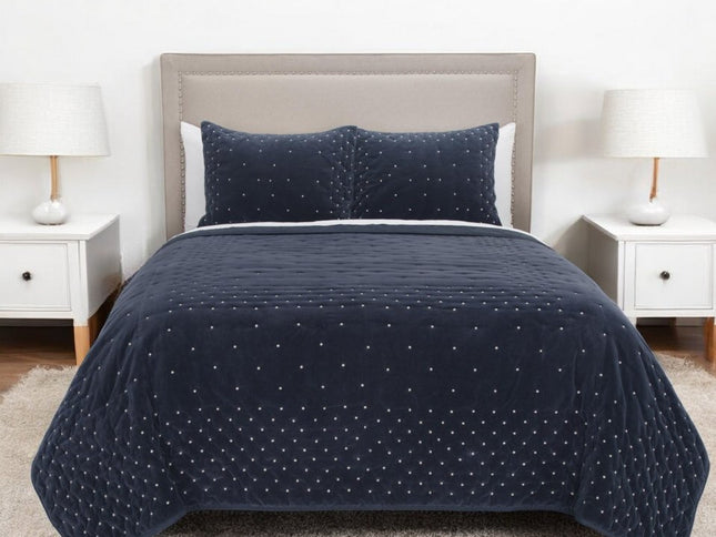Indigo Polka Dots Queen Quilt