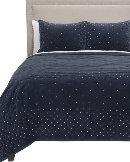 Indigo Polka Dots Queen Quilt