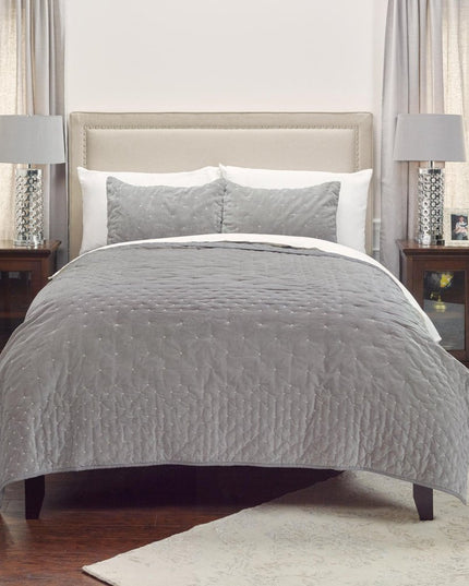 Gray Polka Dots King Quilt