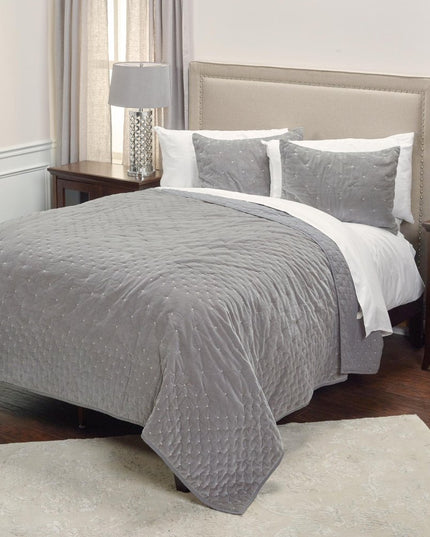 Gray Polka Dots King Quilt