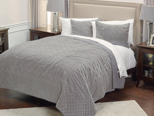 Gray Polka Dots King Quilt