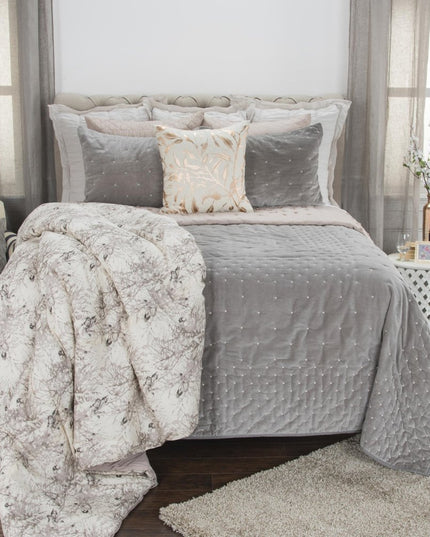 Gray Polka Dots King Quilt