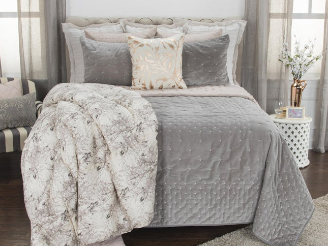Gray Polka Dots King Quilt