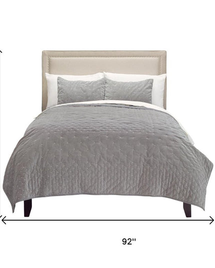 Gray Polka Dots Queen Quilt