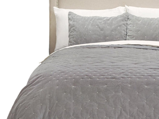 Gray Polka Dots Queen Quilt