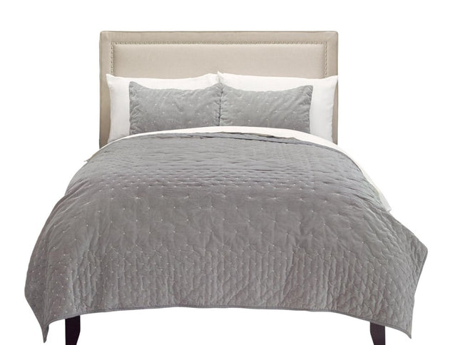 Gray Polka Dots Queen Quilt