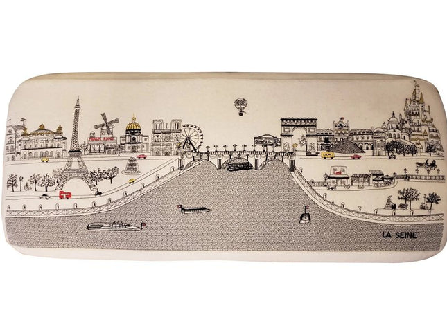 38" Cream Wool And Brown Ottoman