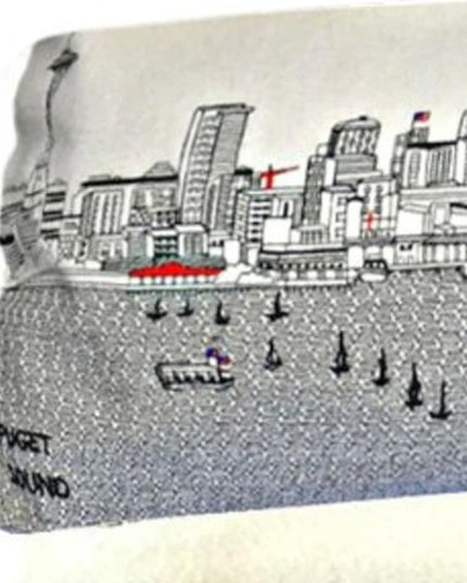 38" Cream Wool and Brown Ottoman