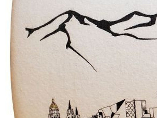 38" Cream Wool and Brown Ottoman