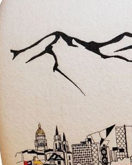 38" Cream Wool and Brown Ottoman