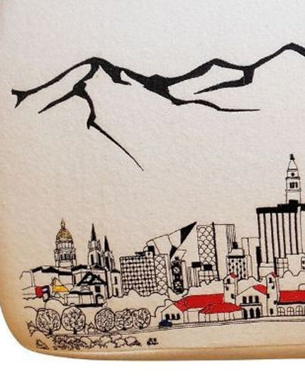 38" Cream Wool and Brown Ottoman