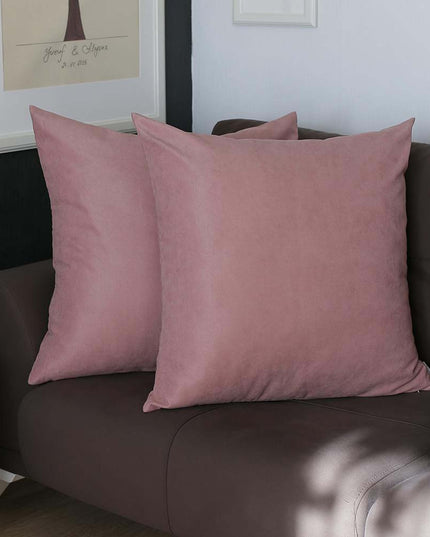 Set Of Two 22" X 22" Light Pink Polyester Zippered Pillow Cover