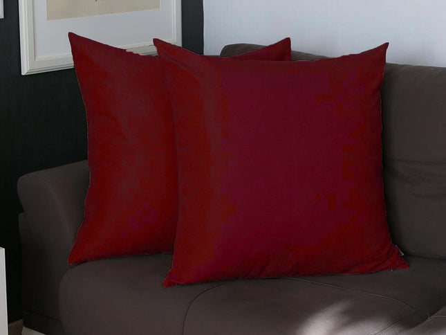 Set Of Two 22" X 22" Claret Red Polyester Zippered Pillow Cover