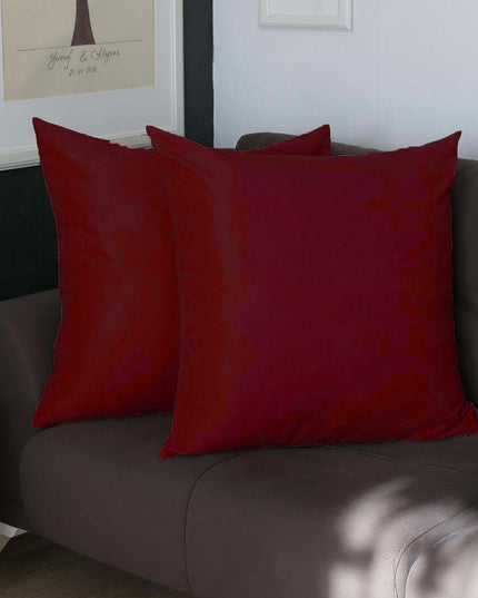 Set Of Two 22" X 22" Claret Red Polyester Zippered Pillow Cover