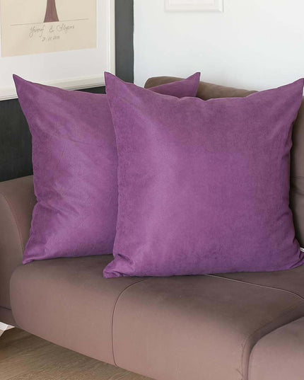 Set of Two 22" Purple Fabric Throw Pillow Covers