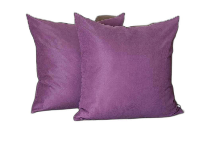 Set of Two 22" Purple Fabric Throw Pillow Covers