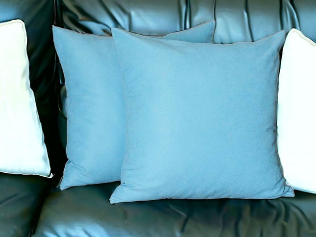 Set Of Two 22" X 22" Sky Blue Polyester Zippered Pillow Cover