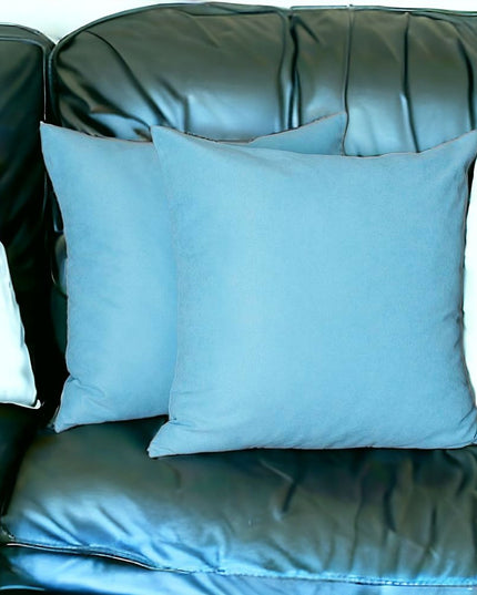 Set Of Two 22" X 22" Sky Blue Polyester Zippered Pillow Cover