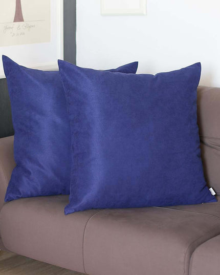 Set Of Two 22" X 22" Navy Blue Polyester Zippered Pillow Cover